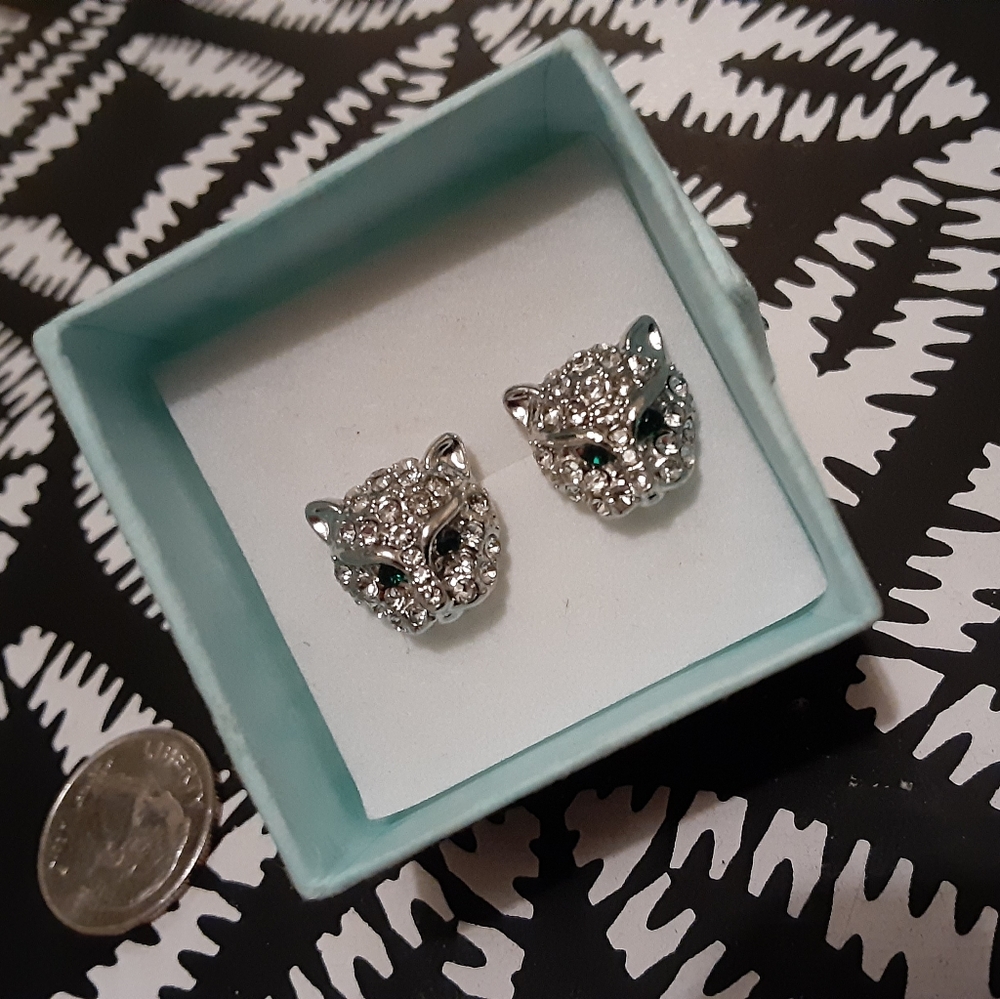 Brand New 925 Crystal Leopard Studs